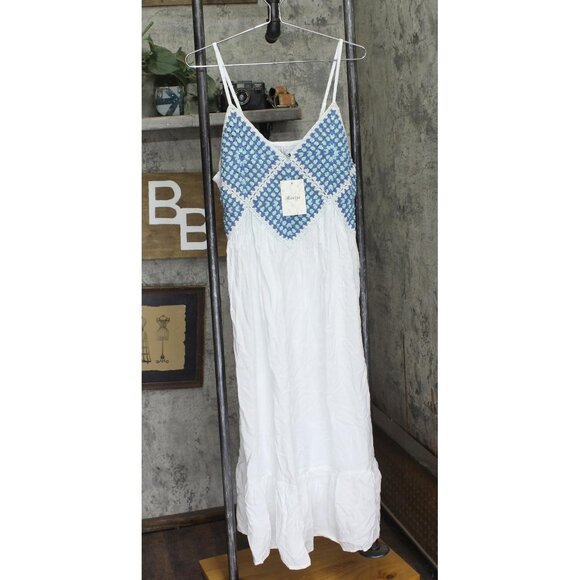 NWT Raviya Womens Plus Size Crochet Flounce-Hem Cover Up 76613X White / Blue 2X - Picture 4 of 8